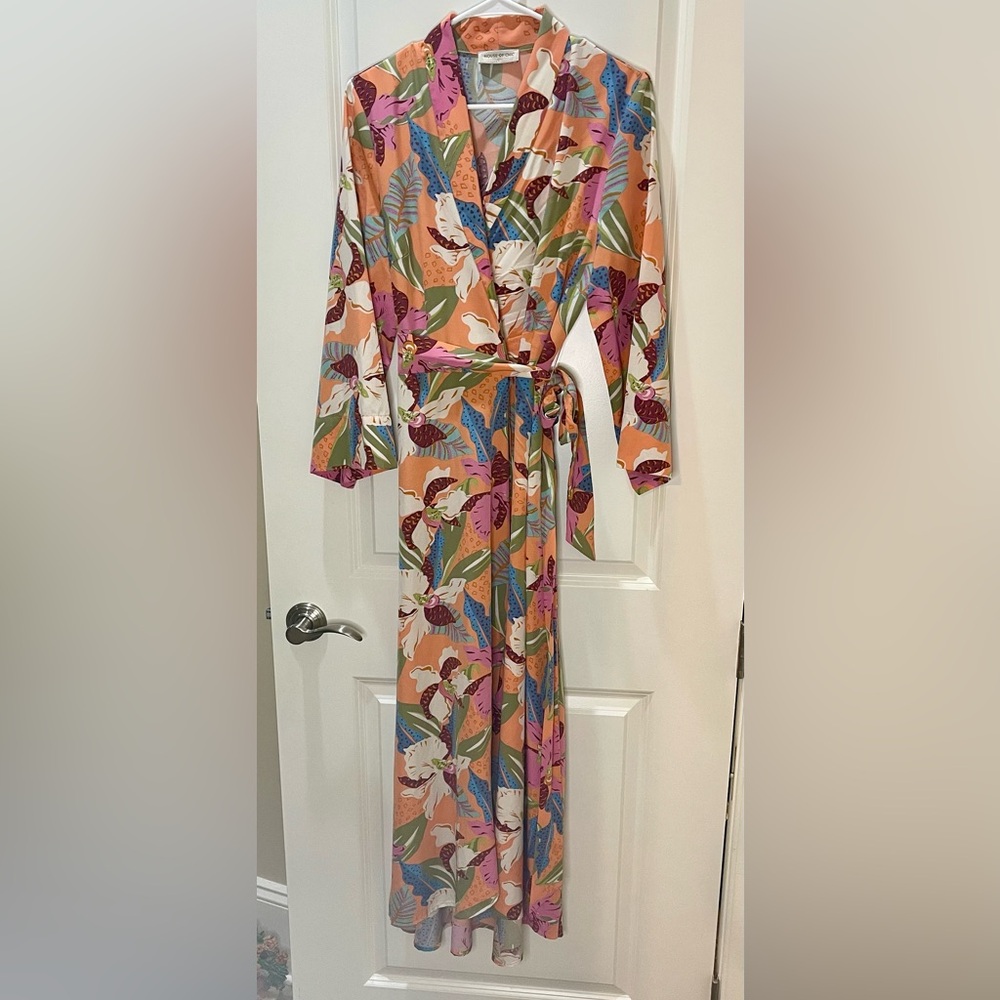 House of Chic Floral Maxi Wrap Dress Beautiful Multicolor Size L